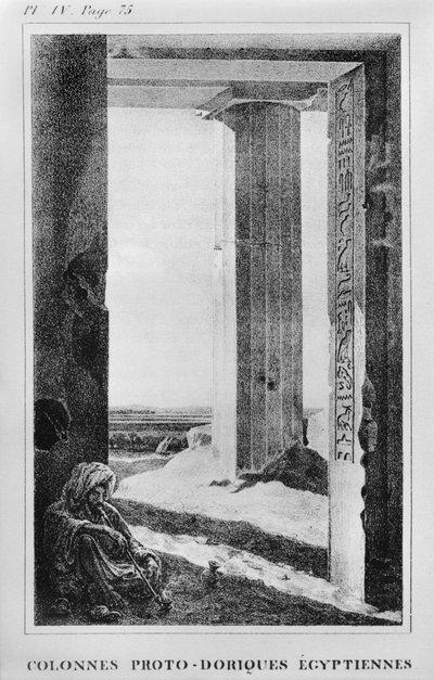 Egyptische Zuilen, illustratie uit brieven geschreven uit Egypte en Nubië (plaat IV, pagina 75) gepubliceerd 1833 door Jean Francois Champollion